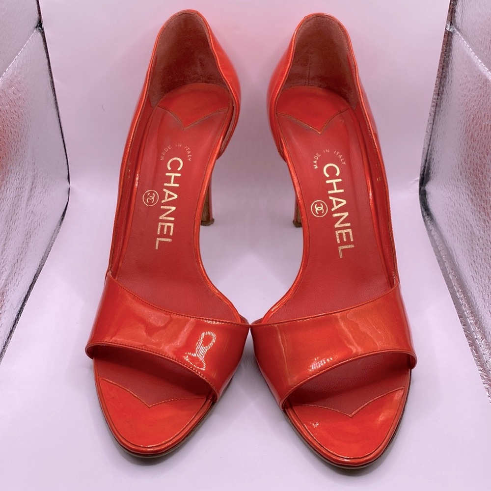 Vintage CHANEL open toe side cut stiletto heel sandals